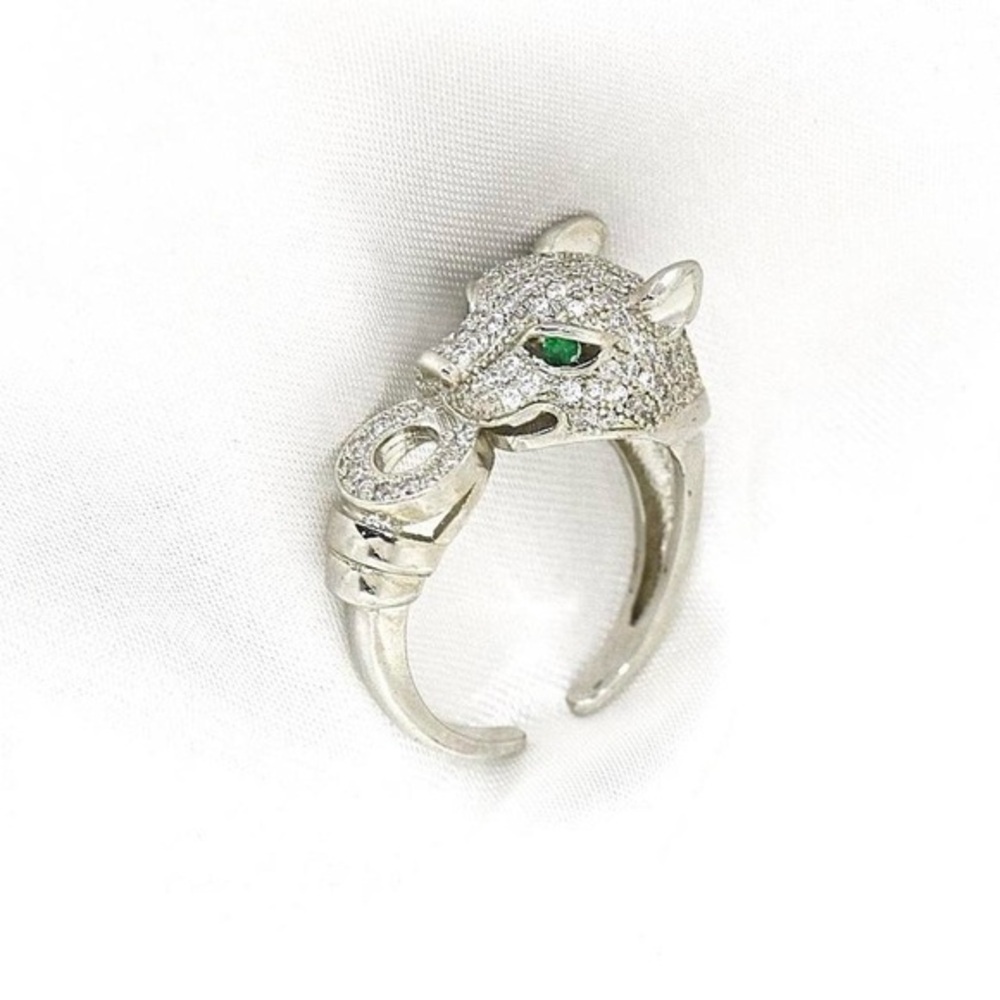 Silver Stainless Steel Panther Ring